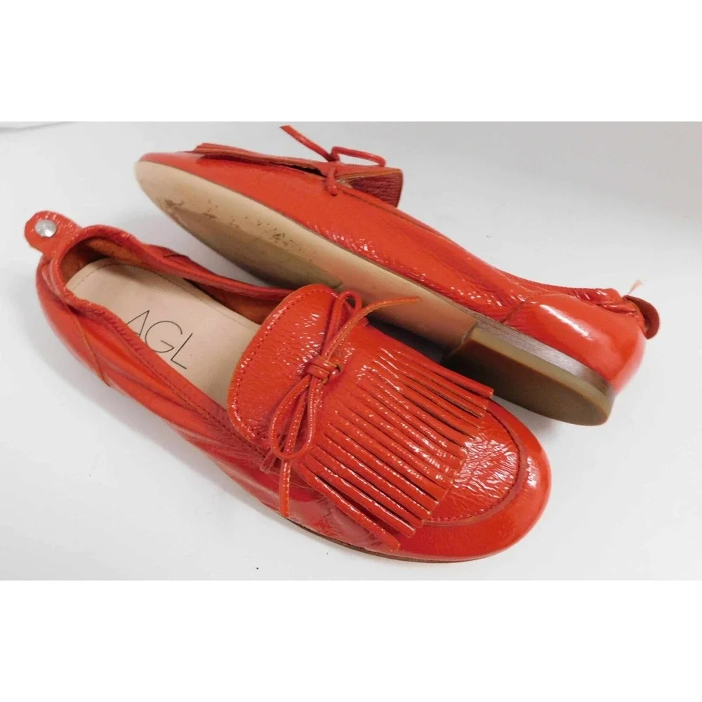 AGL  Red Patent Leather Loafers Women's US Size 6.5 EUR 37 - Picture 2 of 6